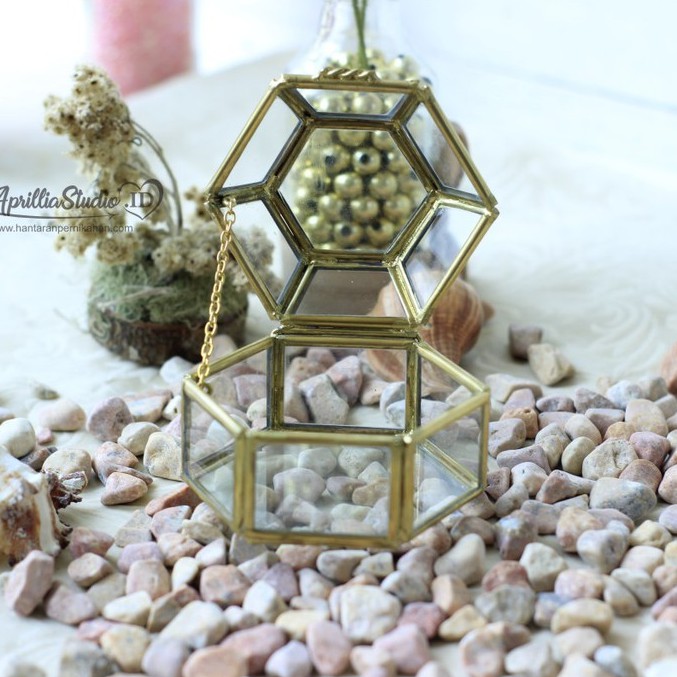 Kotak Perhiasan | Ringbox Terarium Mini Diamond S6 Uk 8x9x6 cm