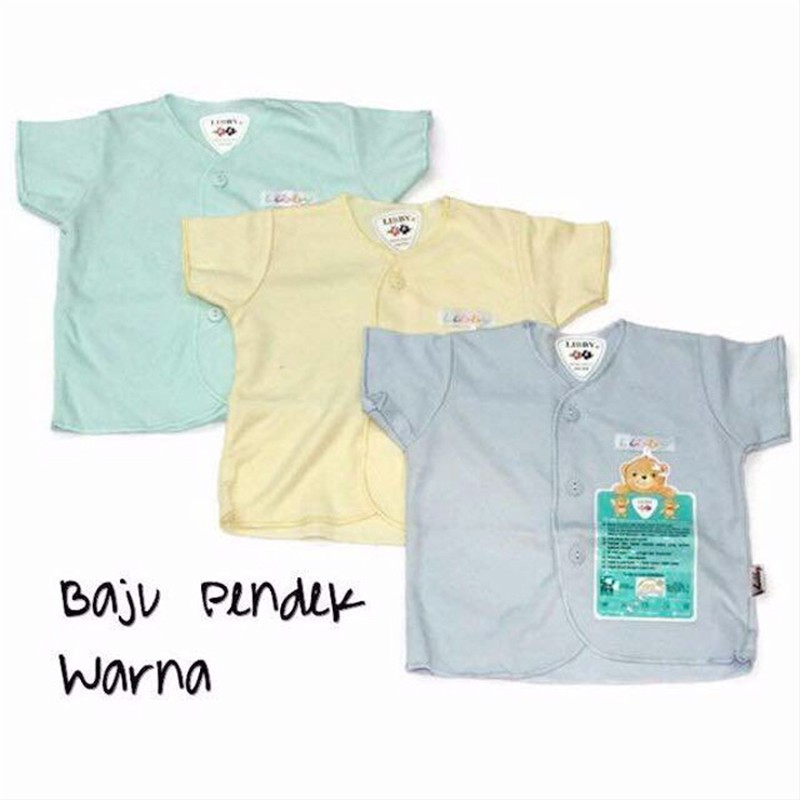 Libby Baby Baju Pendek Polos Warna 3pcs Piyama Bayi