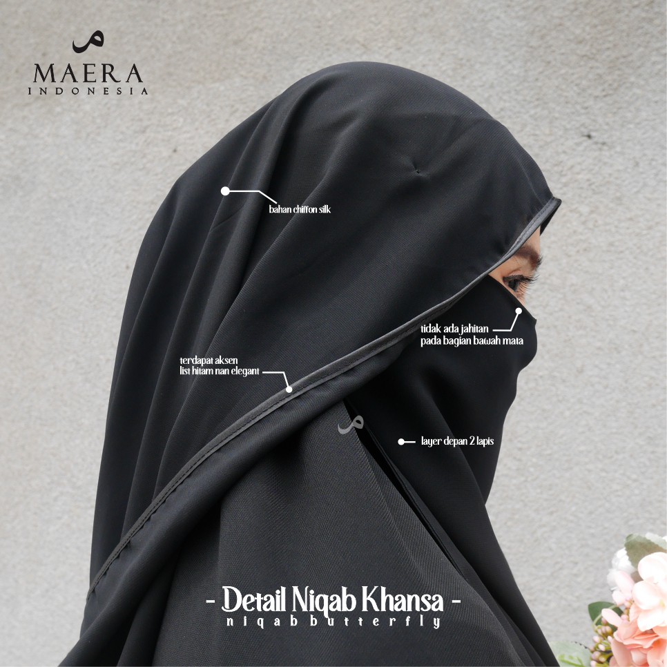 Cadar Niqab Butterfly Bandana Basic 2 layer Sifon Silk Premium KHANSA By Maera