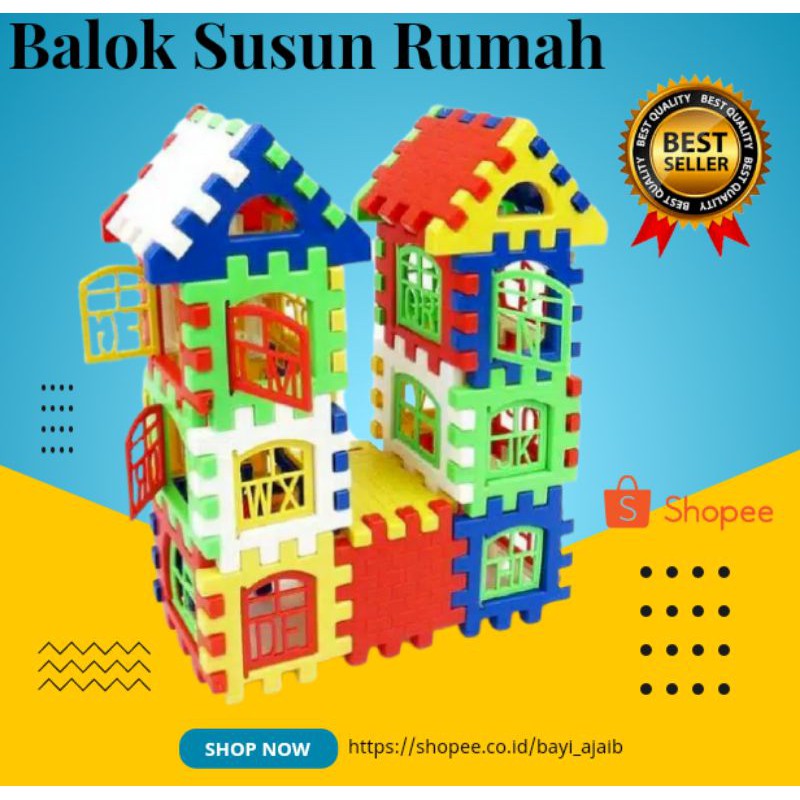 Mainan Edukasi Balok Susun Lego Rumah untuk Mainan Anak Cowok Cewek SNI