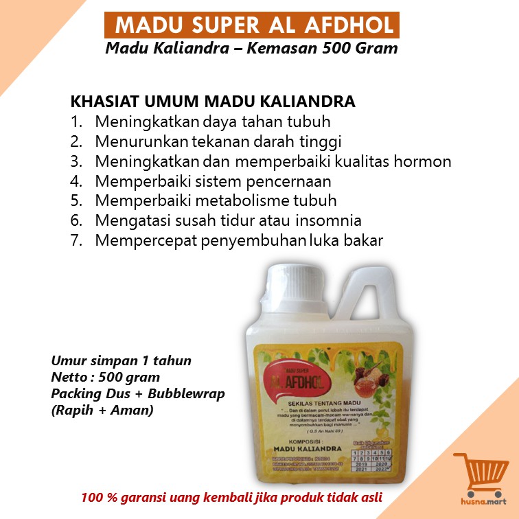 Madu Super Al Afdhol Kaliandra Asli [Kemasan 500 Gram]