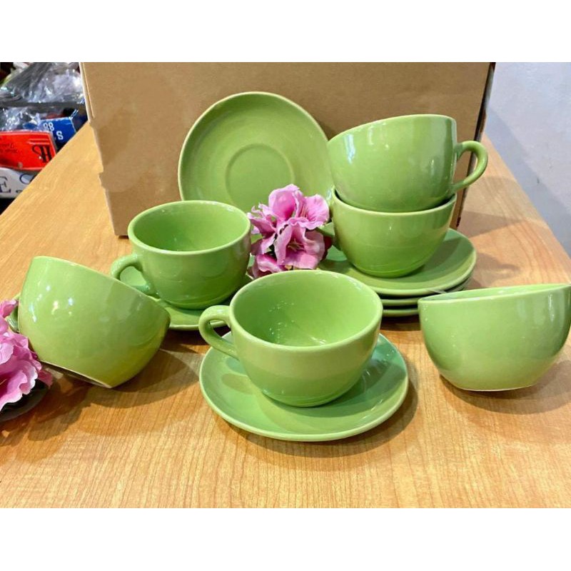 Cangkir Tatak Set / Gelas Set Keramik  / Tea Set Keramik
