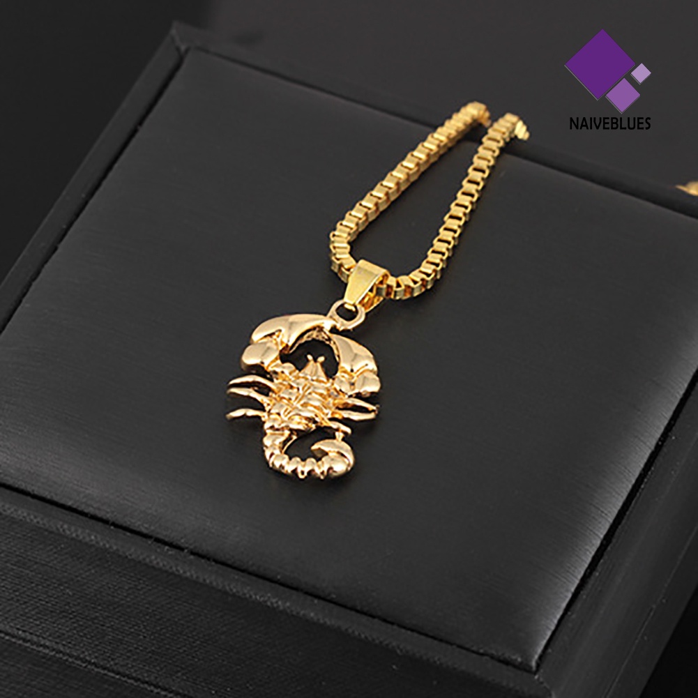 Kalung Rantai Liontin Kalajengking Warna Emas Untuk Pria