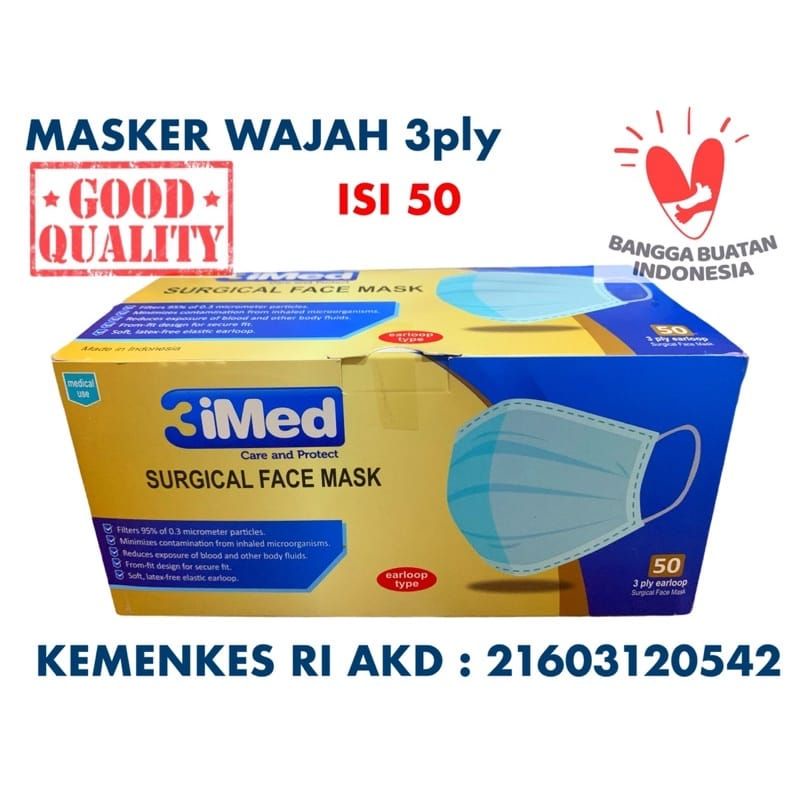 Masker Medis Earloop 3 ply 3 imed Premium/ Surgical Mask