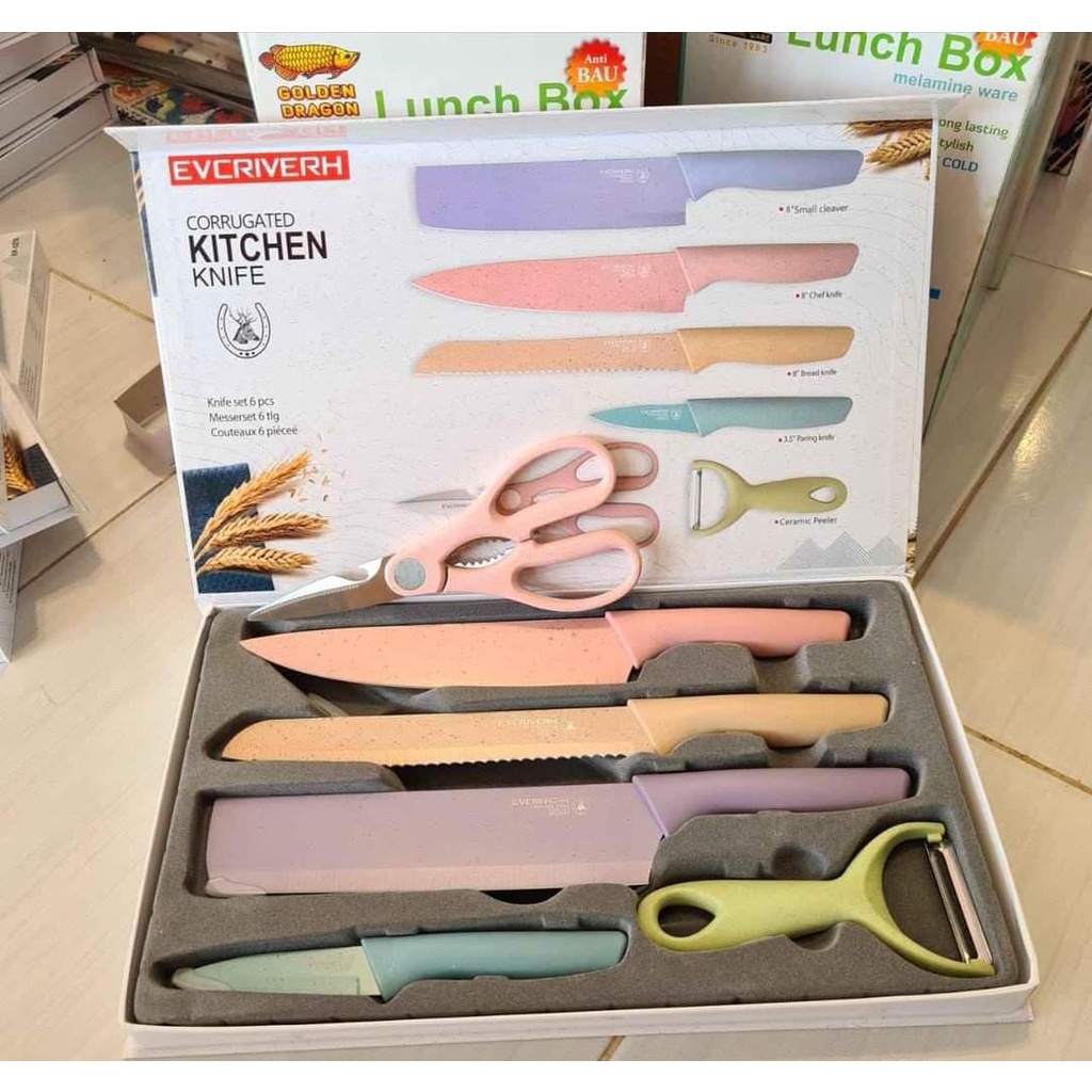 PISAU DAPUR 1 SET / PISAU SAYUR 6 IN 1 / KITCHEN KNIFE / SATU SET PISAU LENGKAP MURAH