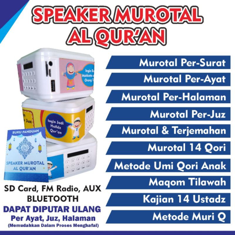 Speaker  Murottal Al Quran advance tp600 bluetooth / Metode UMMI / Bisa Per-Ayat /