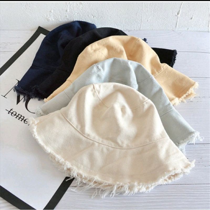 TOPI RUMBAI WANITA TOPI BUCKET RUMBAI BUCKET HAT RIPPED TOPI BUCKET HAT RAWIS RUMBAI TERMURAH