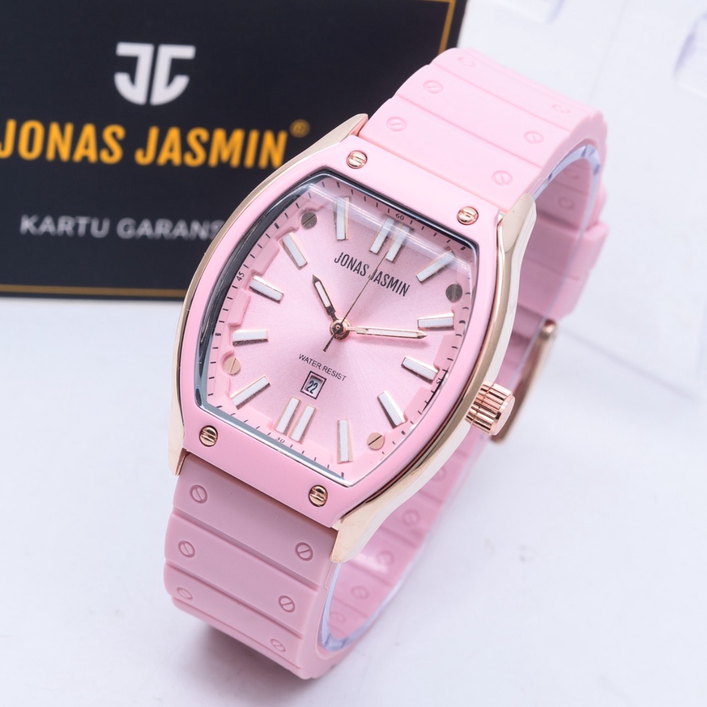 Grosiran Jam Tangan Wanita Jonas Jasmin 4907HB Analog Strap Rubber Tanggal Aktif Free Box Jam Tangan dan Baterai Cadangan