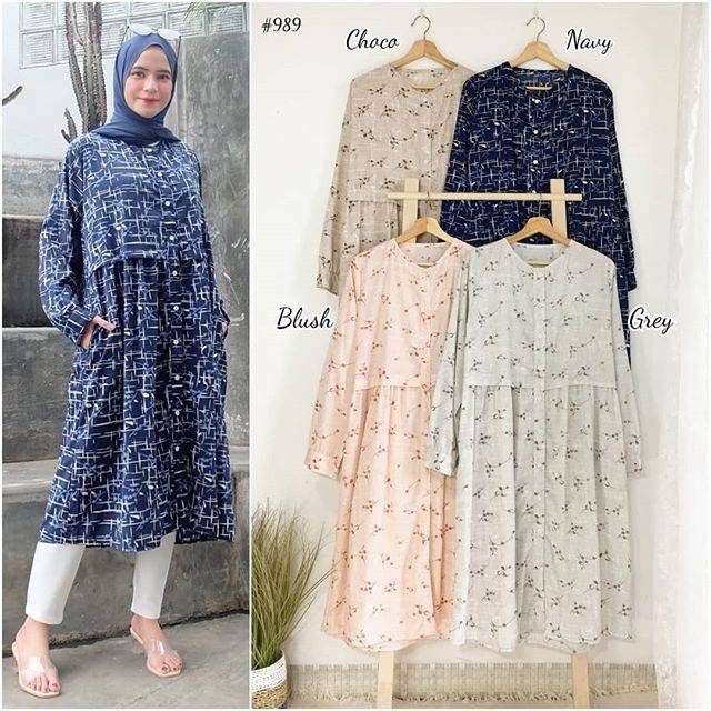 #DR989 (FARAH abstract floral button up tunic).