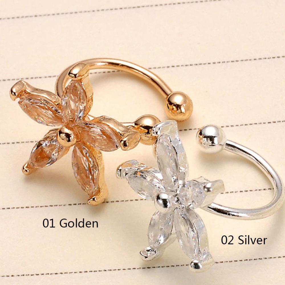 Timekey 1pc Anting Tusuk Bentuk U Desain Bunga Hias Kristal Untuk Wanita A9K3