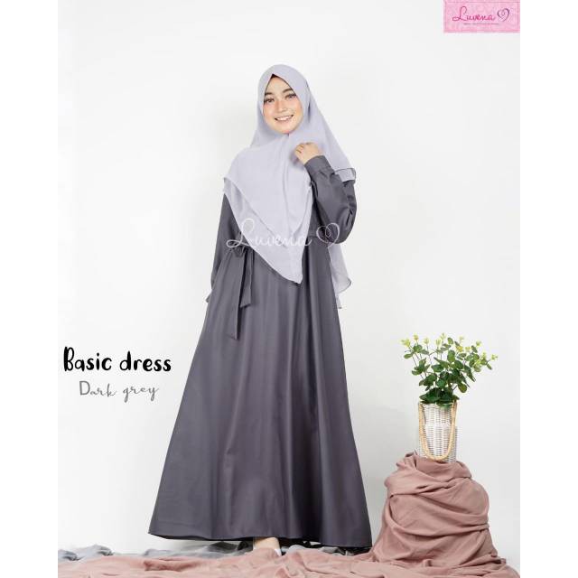 Gamis Polos Abu Grey Harian Polos Bahan Katun seragam Dinas abu Busui Bumil Terbaru terkini Remaja /