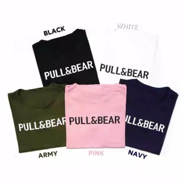 TBI Kaos Pull n Bear Polos Tee Shirt Fashion Style Atasan Baju Oblong - Putih, Allsize to L