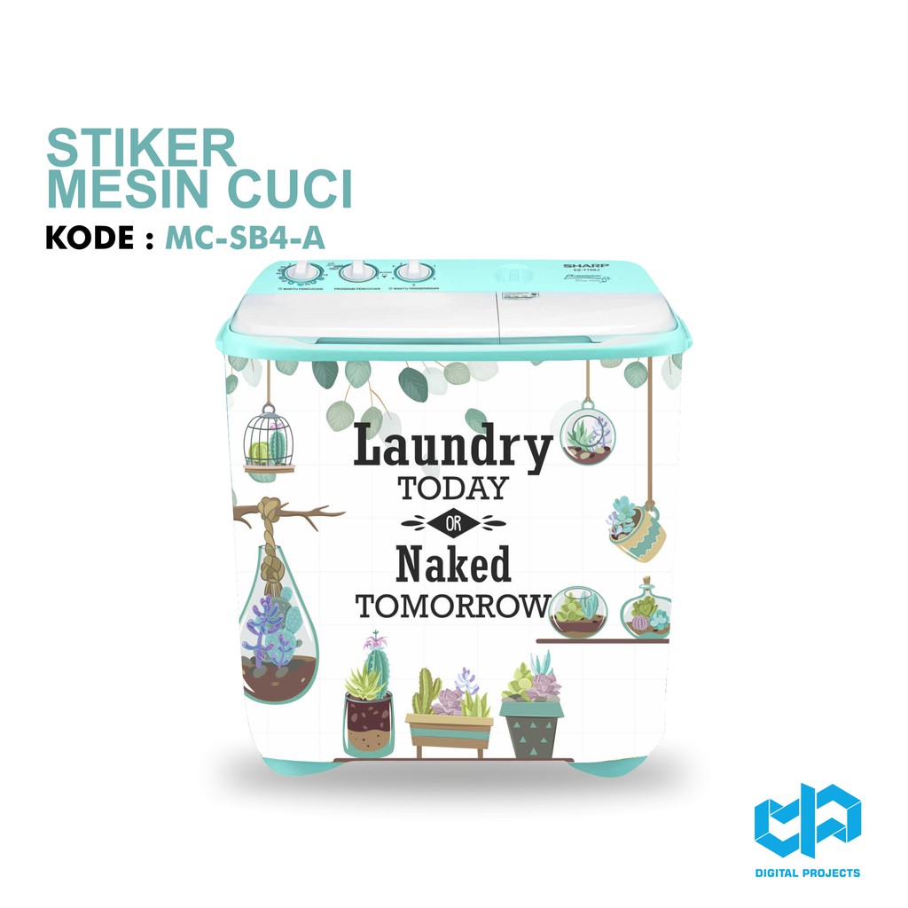 Stiker Premium Mesin Cuci 1 Tabung & Mesin Cuci 2 Tabung Let's Laundry Shabby Motif  - MC-SB