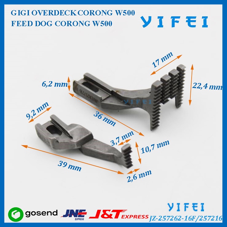 Gigi Feed Dog Mesin Overdeck Champ Corong/YIFEI-257262-16F/257216-F