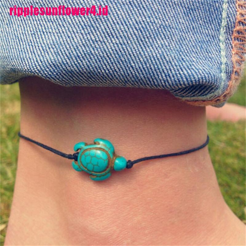 Gelang Kaki Boho Turquoise Bentuk Kura-Kura