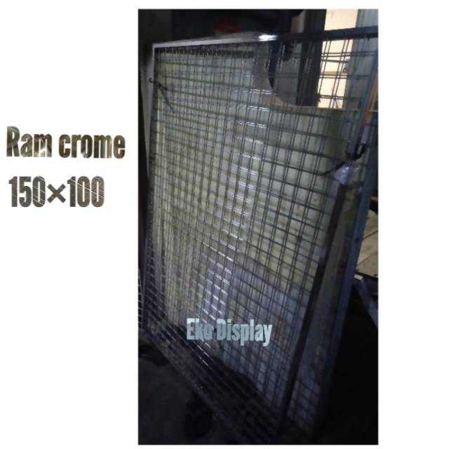 Ram besi crome 150×100 gantungan aksesoris toko counter toko bahan bangunan galery dll