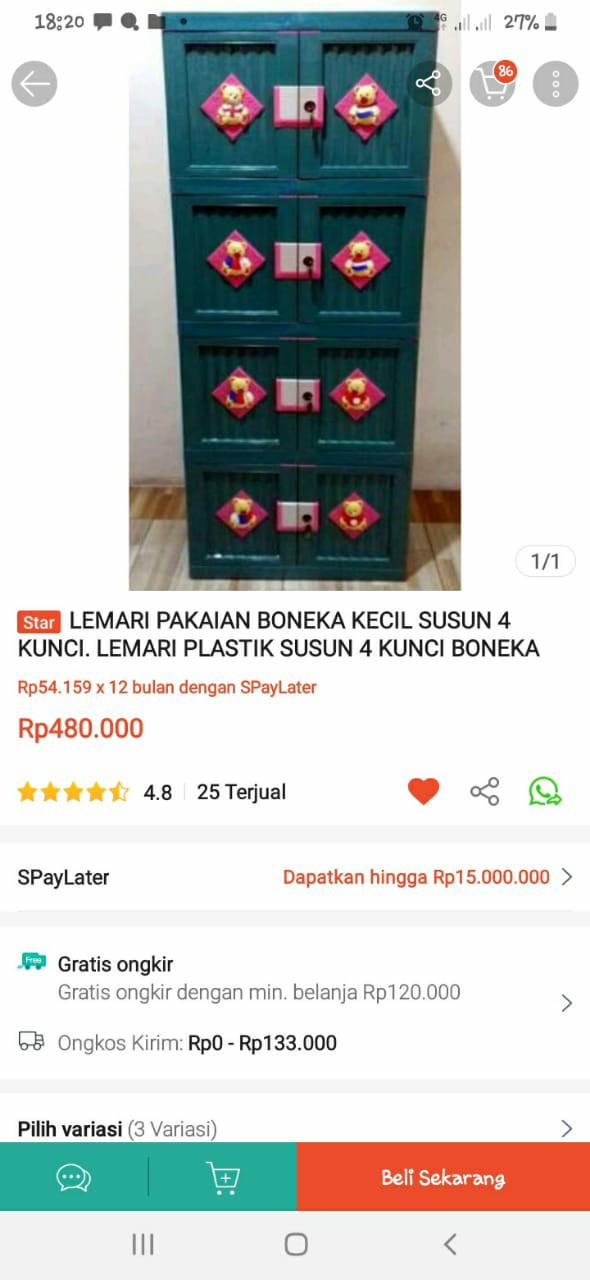 Lemari Pakaian Boneka Kecil Susun 4 Kunci. Lemari Plastik Susun 4 Kunci Boneka Kecil