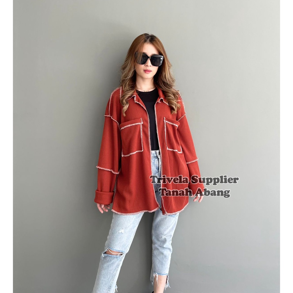 Outer Kemeja Rajut Bolbal Oversized 4 Warna