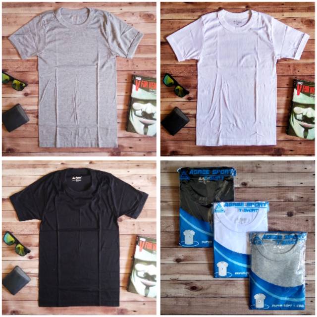 Kaos Oblong Dalaman Pria Brand Agree Sport Abu Putih Hitam M L XL Premium Pria Dewasa Anak Tanggung