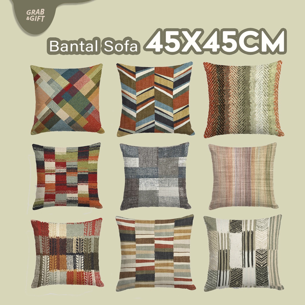 Bantal Sofa Print 45X45 cm Motif Allington Patchwork Canvas Print Pillow Cushion 45 x 45 Grabandgift