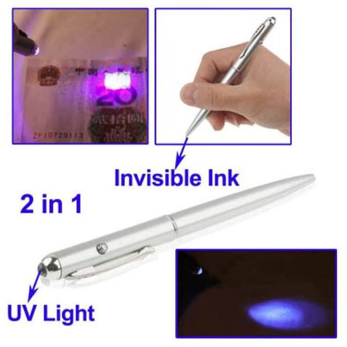

2in1 Invisible Ink Pen + UV Light Pulpen Senter Ultraviolet Rahasia NEW