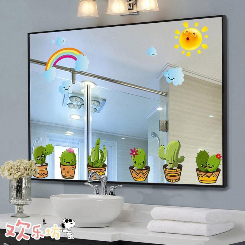 Cermin kreatif cermin dekorasi kamar  mandi  toilet stiker 