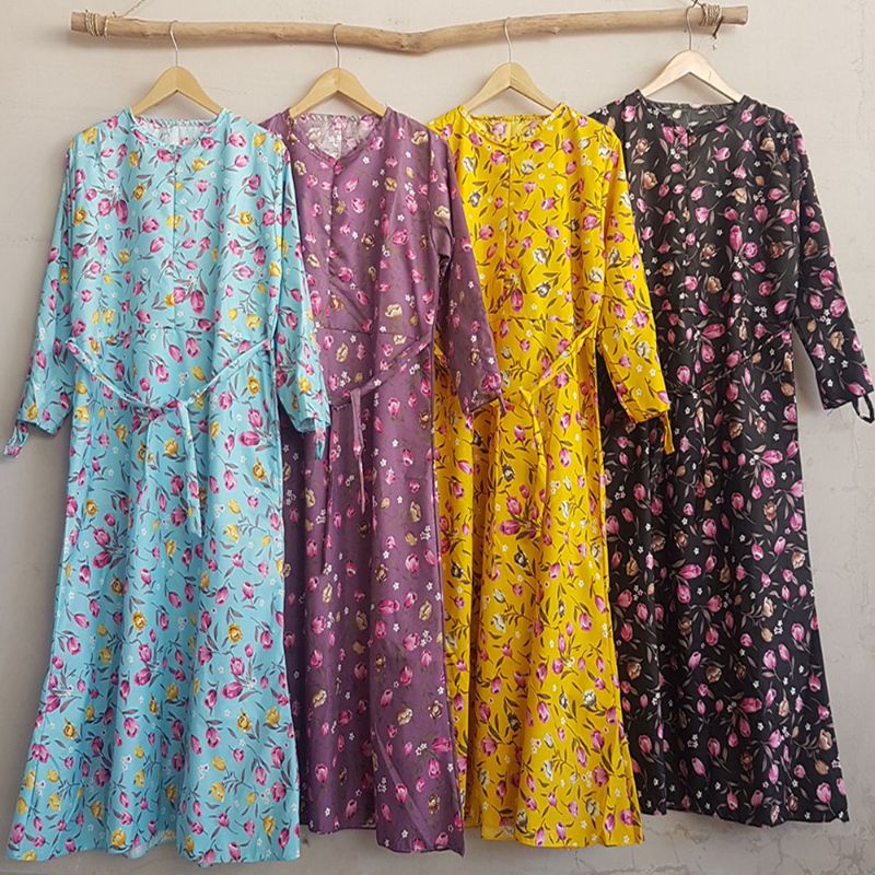 GAMIS KATUN JUMBO JEPANG MOTIF SUNRISE RASTI ETNIK RETRO POLKADOT VINTAGE MAYUNG BUSUI GAMIS SUNRISE