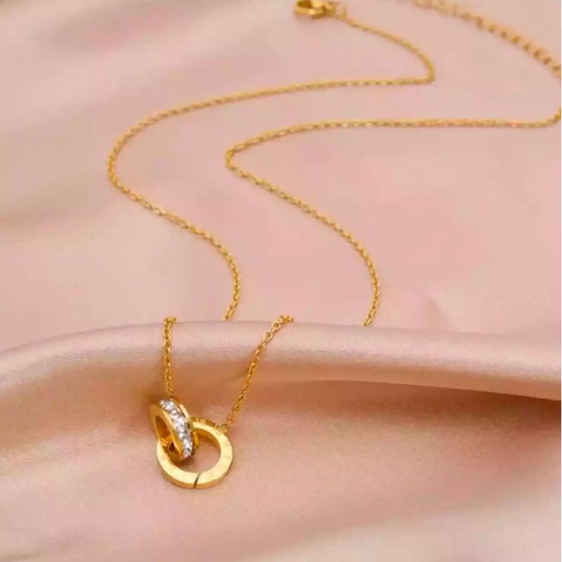 kalung titanium free liontin motif elegan titanium anti karat perhiasan wanita dewasa