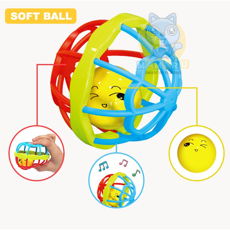 BALL | Mainan Edukasi Anak / Mainan Bayi Bola Rattle Teether Kerincing Motif Lebah BPA FREE