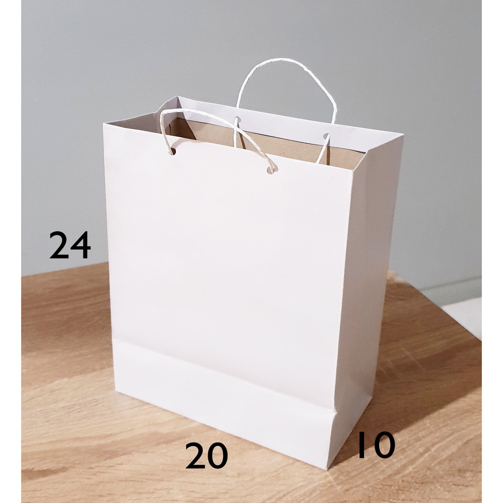 Jual paperbag polos paper bag PUTIH kraft tas kertas samson 20 x 24