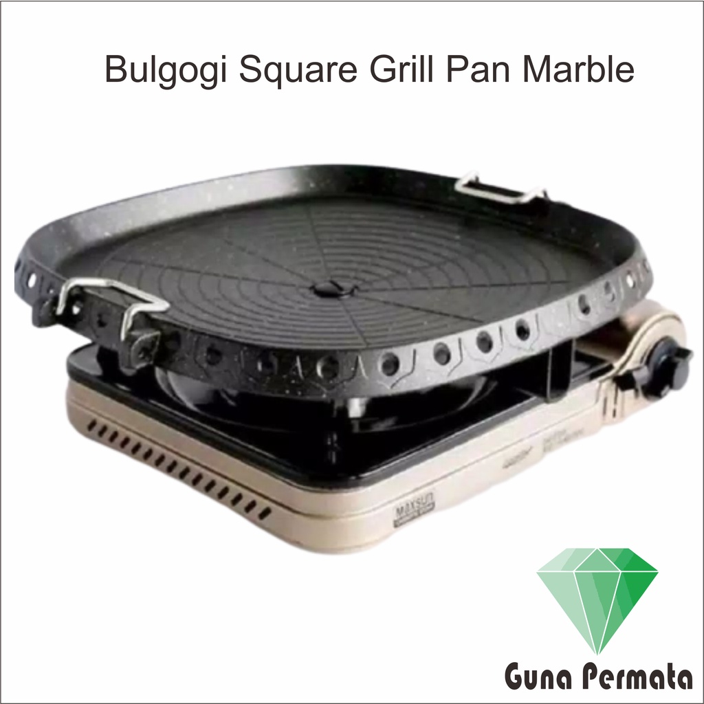 Bulgogi Marble Square Grill Pan Korea Jumbo 32 cm | Panggangan BBQ Round Teflon Keramik