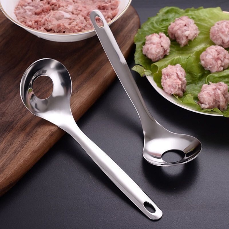 COD❤Sendok Bakso Meat Mold/ Stainless Steel Hand Press Meatball Perlengkapan Dapur Tri