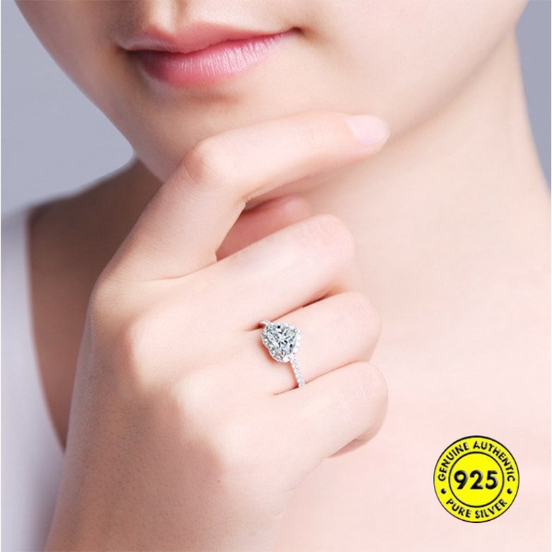 Cincin Bentuk Hati Bahan S925 Silver Untuk Wanita