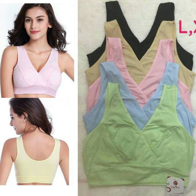 Bra Menyusui Model Miniset Allsize Fit 32-36 Tanpa Kawat Tanpa Busa Model Bukaan Silang Bh Menyusui