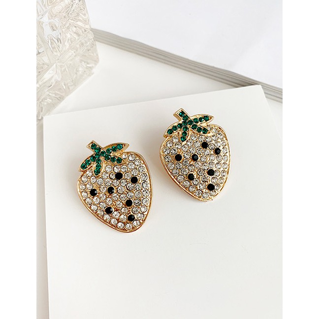 LRC Anting Tusuk Fashion Alloy Studded Strawberry Stud Earrings F82356