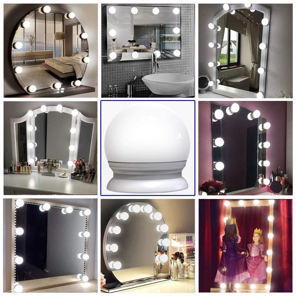 LAMPU VANITY LIGHT 10 LED CERMIN MAKE UP MIRROR LIGHTS 10 BULBS KACA RIAS 3 WARNA COLOKAN USB