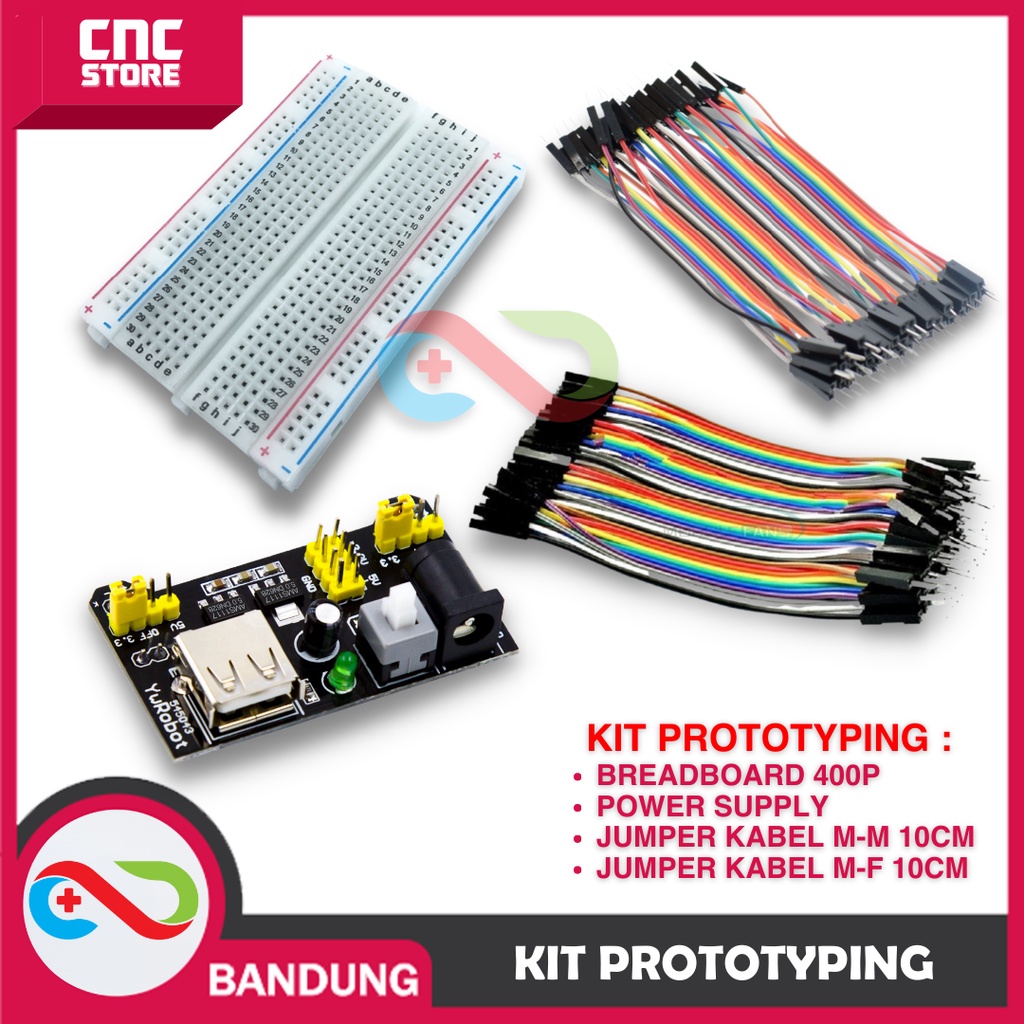 KIT PROTOTYPING MB-102 JUMPER KABEL BREADBOARD 400P PAKET PAPAN PERCOBAAN