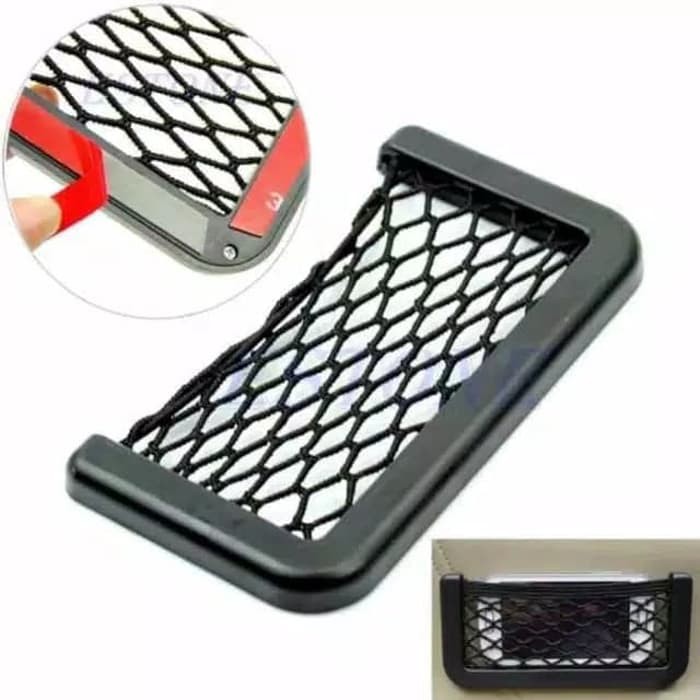 Car Net Organizer Wadah Jaring Pockets Hp Charger Dashboard Mobil