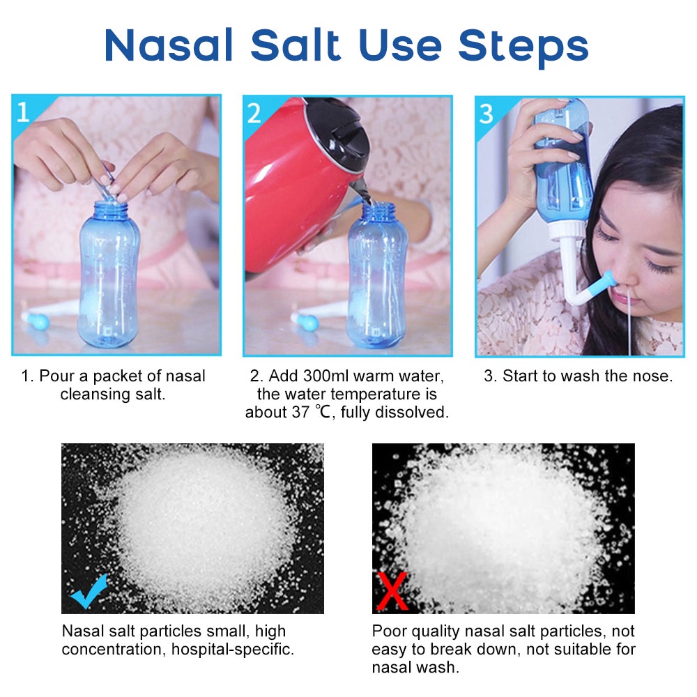 30pcs Nasal Wash cleaning salt Neti Pot 300ml Waterpulse 2.7g