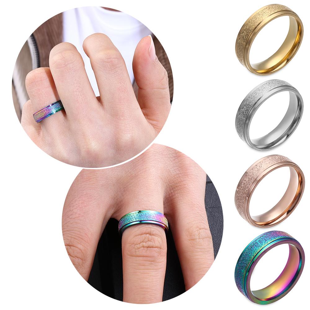 Lily Turn Matte Color Ring Jewelry Untuk Perawatan Kecemasan Cincin Stainless Steel Warna Silver Gold