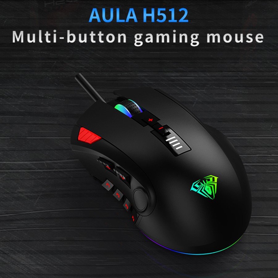 Mouse Gaming Full key programming AULA H512 Sensor P3325 RGB LED