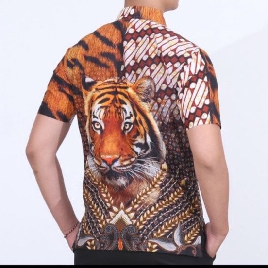 Batik Bali Lestari lengan pendek batik digital motif macan