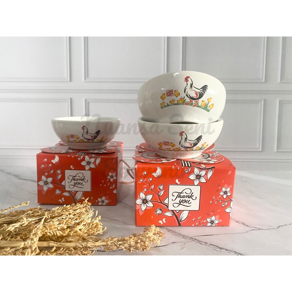 Souvenir Mangkok Ayam Betina Mangkuk Sambal Keramik Kecil Motif Ayam Mangkok 3.5 Porselen