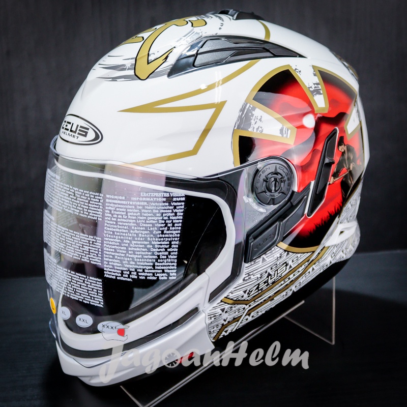 ZEUS HELM ZS613C AJ20 MODULAR | WHITE RED| ZS613 C MUZZLE