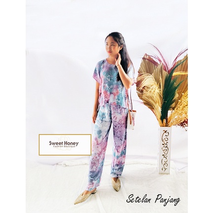 Sweet Honey ~ Grosir Setelan Baju Tiedye Celana Panjang Bali Piyama Babydoll Tie Dye Grosir Murah [PART 2]