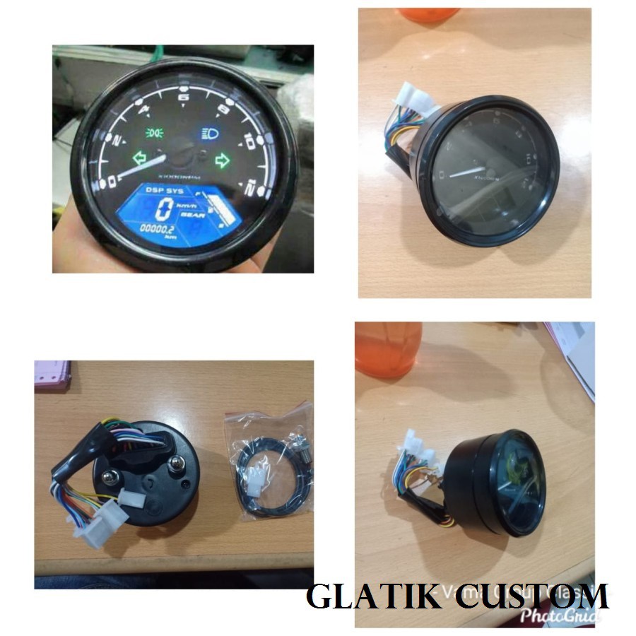 Speedometer spido Custom kustom japstyle digital Variasi Indikator Full Set Babon Hitam KP