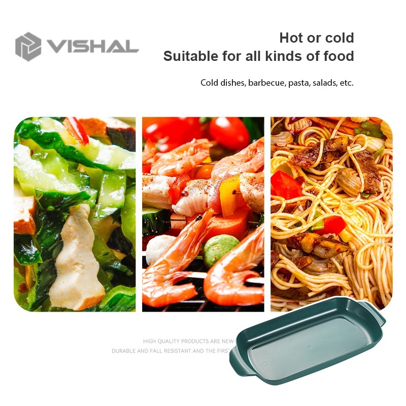 VISHAL Nampan Makanan Plastik / Food Tray Wheat Straw Piring Persegi Panjang / Piring Gulung Usus / Piring Plastik VS-82