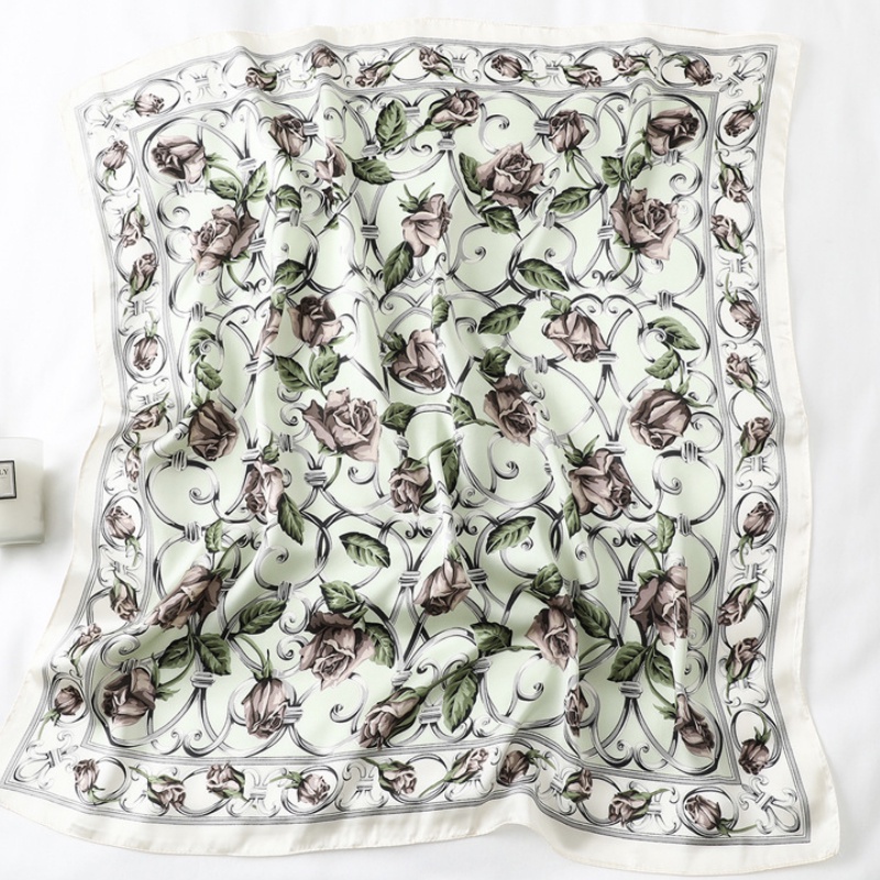 &quot;Betty&quot; 70x70 cm scarf, Motif Mawar Scarf Leher, Scarf Tas, Bahan High Grade Silk Immitation