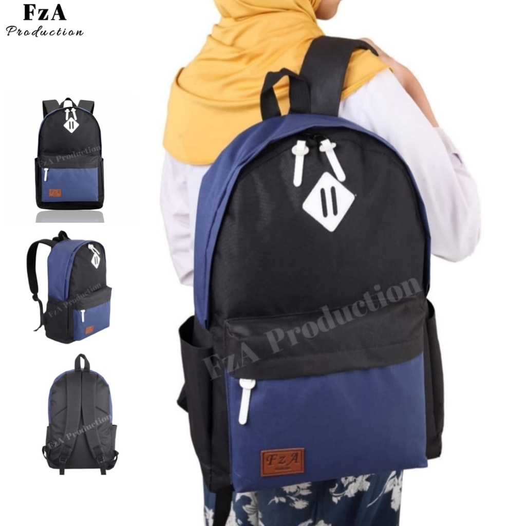 Tas Ransel Gendong Laptop Distro Sekolah Kuliah Pria Wanita Black Murah Original GRATIS Jam Tangan Dan Slempang