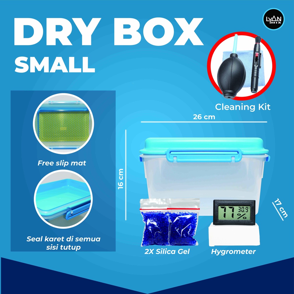 Jual dry box drybox kamera SMALL hygrometer silicagel dustblower